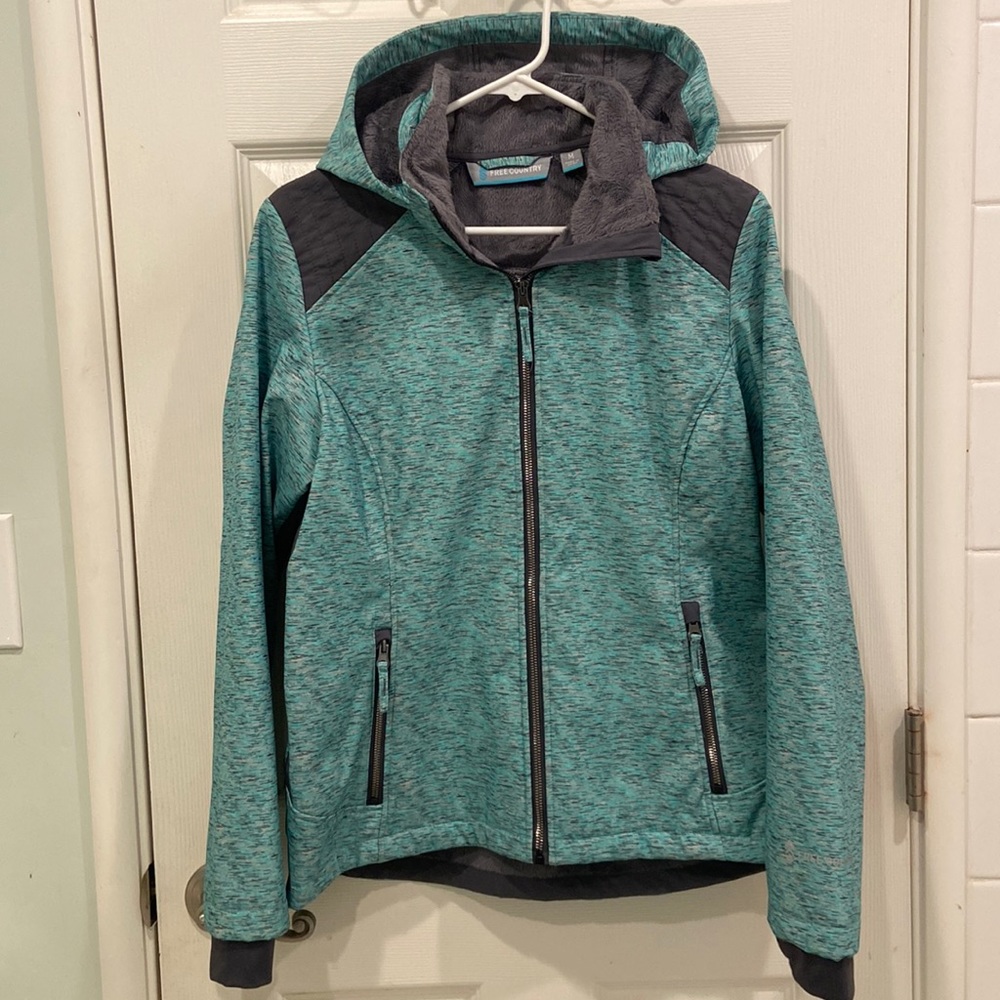 Free Country women’s jacket fleece lined with removable hood. Sz Medium